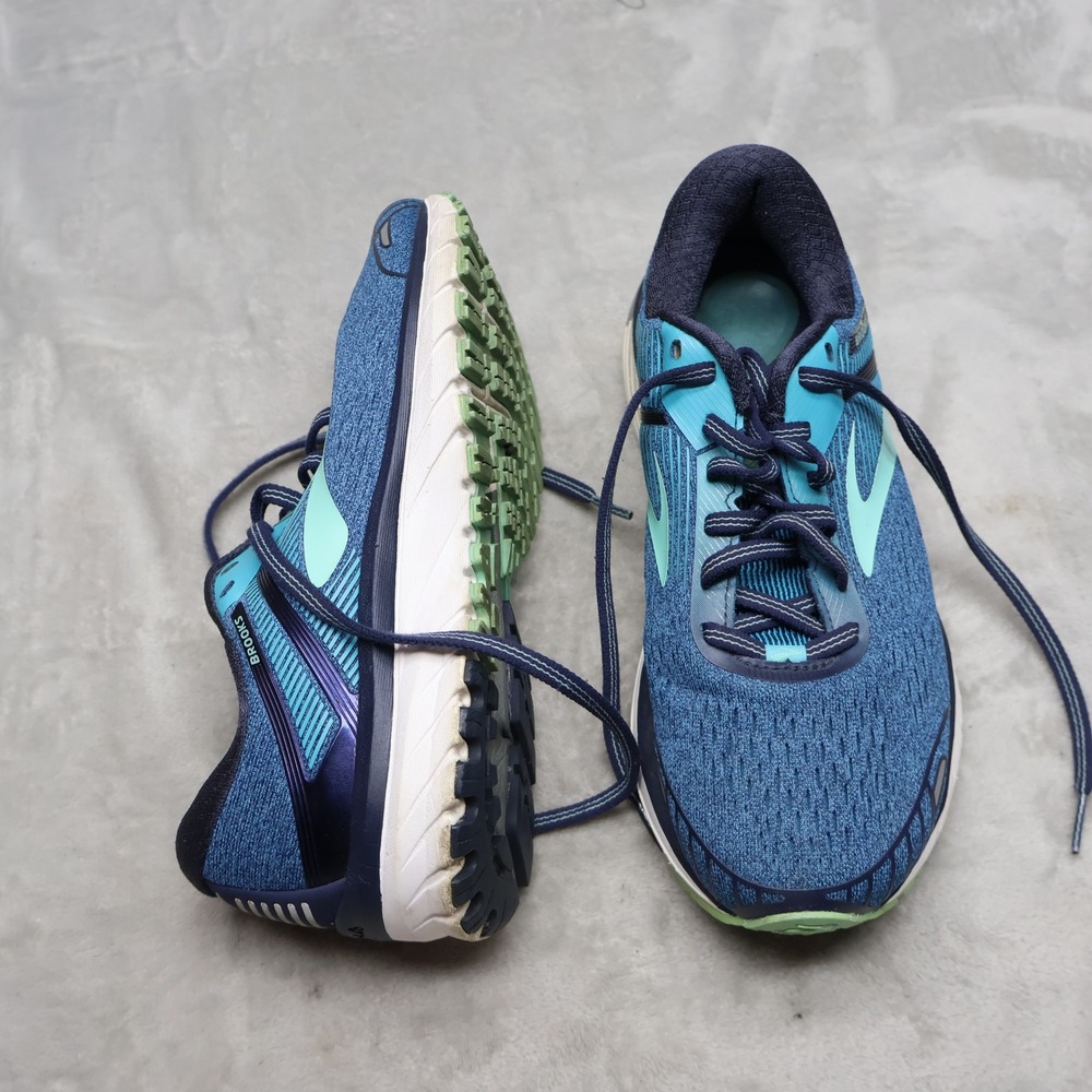 Brooks Women 8.5B Athletic Shoes Blue Adrenaline GTS18 Mesh Running Training Gym